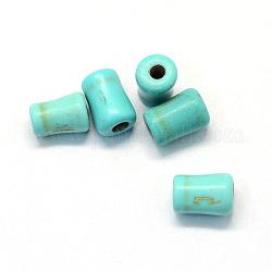 Cuentas de piedras preciosas de color turquesa sintética, columna, teñido, turquesa, 9~10x6~7mm, agujero: 2 mm