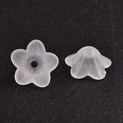 Perles en acrylique transparente, mat, fleur, blanc, environ 13 mm de diamètre, épaisseur de 7mm, Trou: 1 mm, environ 1865 pcs/500 g