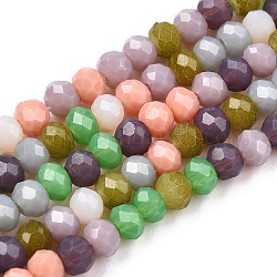 Opache perle di vetro fili, sfaccettato, rondelle, oliva, 3x2mm, Foro: 0.7 mm, circa 183~186pcs/filo, 16.73 pollice ~ 16.93 pollici (42.5~43 cm)