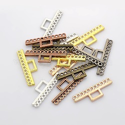 Filigree Rectangle Plating Zinc Alloy Chandelier Components, 11-Hole, Mixed Color, 13x35x2mm, Hole: 1.5mm & 4x6.5mm
