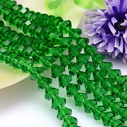Conos facetados imitación de cuentas de cristal austriaco hebras, aaa grado, verde lima, 10x8mm, agujero: 0.9~1 mm, aproximamente 50 pcs / cadena, 15.7 pulgada