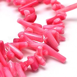 Natural Coral Chip Beads Strands, Dyed, Deep Pink, 5~26x3~12mm, Hole: 1mm, about 15.15 inch