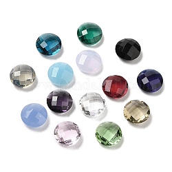 Cabujones de cristal de rhinestone, facetados, plano y redondo, color mezclado, 10x4.5~5mm