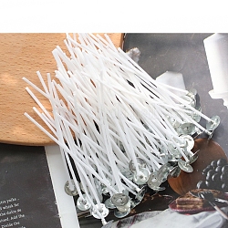 Mechas con núcleo de algodón preencerado, con lengüetas de soporte de metal, para hacer velas de diy, blanco, 9 cm