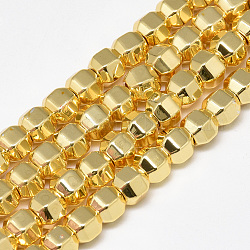 Chapelets de perles en hématite synthétique sans magnétiques, polygone, plaqué or, 6x5x5mm, Trou: 2mm, Environ 78 pcs/chapelet, 15.7 pouce