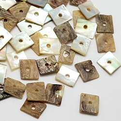 Cuentas cuadradas de concha de akoya natural, Madre perla cuentas de concha, camello, 8x7x1mm, agujero: 1 mm, aproximamente 1440 unidades / bolsa