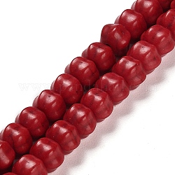 Filo di perline turchesi sintetici, fiore, tinto, firebrick, 8x7x6mm, Foro: 1 mm, circa 64pcs/filo, 15.04 pollice (38.2 cm)