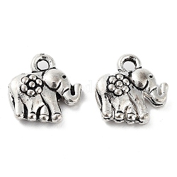 Tibetan Style Alloy Charms, Cadmium Free & Lead Free, Elephant, Antique Silver, 12x12x4mm, Hole: 1.6mm