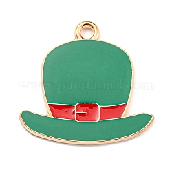 Pendentifs en émail d'alliage de saint patrick, or clair, charme de chapeau, rouge, 22x23x1.5mm, Trou: 2mm