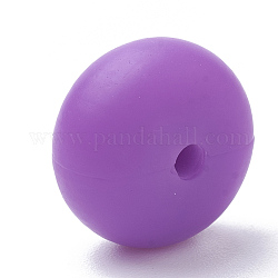 Food Grade Eco-Friendly Silicone Beads, Chewing Beads For Teethers, DIY Nursing Necklaces Making, Rondelle, Mauve, 14x8mm, Hole: 3mm