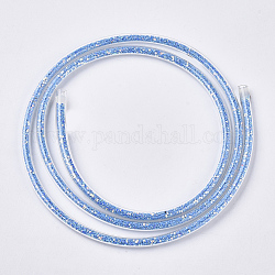 Umweltfreundliche PVC-Synthesekautschukschnur, mit Paillette / Pailletten im Inneren, Deep-Sky-blau, 6 mm, ca. 0.98~1.31 m/Strang