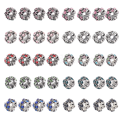 Chgcraft 40pcs 10 Farben Legierung Strass europäische Perlen, Blume Perlen mit großem Loch, Mischfarbe, 12x8 mm, Bohrung: 5 mm, 4 Stk. je Farbe