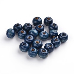 Wood Beads, Rondelle, Lead Free, Dyed, DeepBlue, Beads: 8mm in diameter, hole:3mm, about 6000pcs/1000g