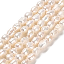 Hebras de perlas de agua dulce cultivadas naturales, dos lados pulidos, grado 4 un, lino, 6~12x5~6mm, agujero: 0.5 mm, aproximamente 49~50 pcs / cadena, 13.78~14.02 pulgada (35~35.6 cm)