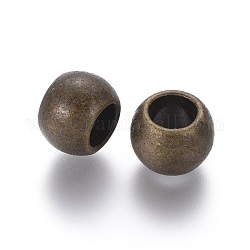 Perles européennes de style tibétain, Perles avec un grand trou   , sans plomb et sans cadmium et sans nickel, ronde, bronze antique, Longueur 8.5mm,  largeur de 11.5 mm, Trou: 6.5mm