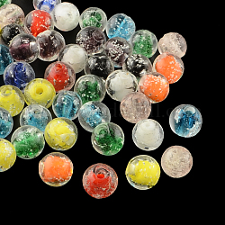 Perles vernissées lumineuses manuelles, ronde, couleur mixte, 8mm, Trou: 1mm