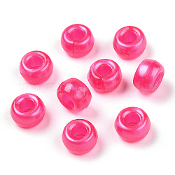 Plastic Pearlized Beads, Barrel, Camellia, 9x6mm, Hole: 3.8mm, about 1900pcs/500g