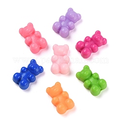 Opaque Bear Acrylic Beads, Mixed Color, 18x11x7mm, Hole: 1.4mm