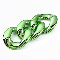 Anneaux de liaison acrylique uv  , connecteurs à liaison rapide, pour la fabrication de bijoux de chaînes gourmandes, torsion ovale  , vert printemps moyen, 48x40x12mm, diamètre intérieur: 22x25 mm