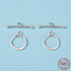 925 Sterling Silber Knebelverschlüsse, Ring: 16x12 mm, Bar: 21x6 mm, Bohrung: 2 mm
