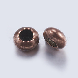 Perles en laiton, rondelle, cuivre rouge, 6x3mm, Trou: 3mm