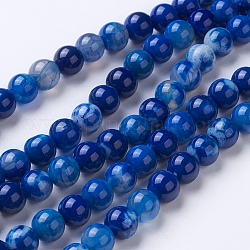 Chapelets de perles d'agate naturelle, teints et chauffée, Grade a, ronde, bleu, 10mm, Trou: 1.2mm, Environ 38~41 pcs/chapelet, 14.9 pouce (38 cm)