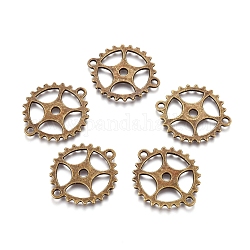 Cadmium Free & Nickel Free & Lead Free Antique Bronze Tibetan Style Flat Round Links connectors, 28x25x2mm, Hole: 2mm