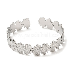 Bracelets de manchette en 304 acier inoxydable, bracelets ouverts à feuilles pour femmes, couleur inoxydable, diamètre intérieur: 1-7/8x2-1/8 pouce (4.7x5.5 cm), 12.5mm