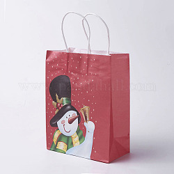 kraft Paper Bags, with Handles, Gift Bags, Shopping Bags, For Christmas Party Bags, Rectangle, Colorful, 21x16x8cm