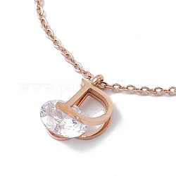 Collana pendente con lettera d iniziale di strass di cristallo, placcatura ionica (ip) 304 gioielli in acciaio inossidabile per donna, oro roso, 15.79 pollice (40.1 cm)