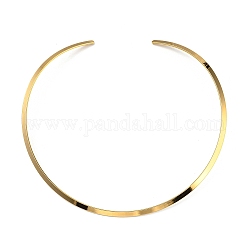 真空メッキ202ステンレススチールワイヤーチョーカーネックレス  女性用の硬いネックレス  ゴールドカラー  内径：5.55インチ（14.1cm）