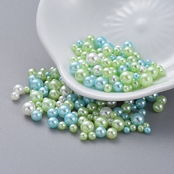 ABS Kunststoff Nachahmung Perle, keine Lochkorne, UV-Harzfüller, Epoxidharz Schmuckherstellung, Runde, hellgrün, 2.3~4.7 mm, ca. 250 Stk. / Beutel