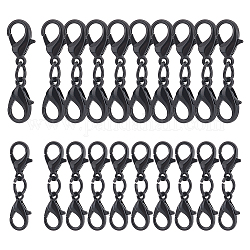Nbeads 50Pcs 2 Styles Alloy Double Lobster Claw Clasps, with Iron Rings, Electrophoresis Black, 27~30mm