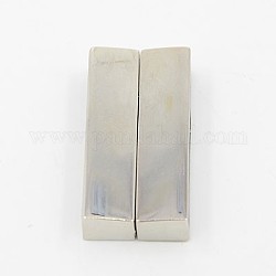 Zinc Alloy Magnetic Clasps for Bracelet Making, Lead Free & Nickel Free, Rectangle, Platinum, 38x18x7mm, Hole: 4x34mm