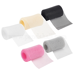 BENECREAT 21~23 Yards 5 Colors Polyester Mesh Ribbons, for Wedding Headdress Making, Mixed Color, 3-1/8~3-1/4 inch(80~82mm), about 4.2~4.6 yards/color
