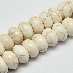Brins de perles de magnésite naturelle rondelle, blanc crème, 8x5mm, Trou: 1mm, Environ 80 pcs/chapelet, 15.7 pouce