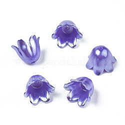 Vernice spray perline imitazione plastica abs, fiore, blu ardesia, 10x11x8.5mm, Foro: 1.4 mm