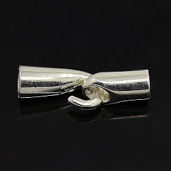 Brass Hook and Eye Clasps, Silver Color, about 6mm wide, 26mm long, hole: 4mm, about 4.4mm inner diameter