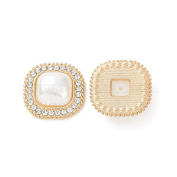 Abs cabochon perla imitazione, con la lega del rhinestone scoperta, quadrato, oro, 20x20x7mm
