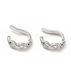 Boucles d'oreilles manchette infini en zircone cubique transparente, bijoux en laiton pour oreilles non percées, sans cadmium et sans plomb, platine, 16x13x3mm