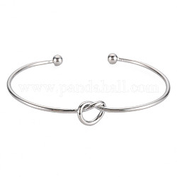Bracciale rigido a forma di nodo, semplice braccialetto aperto avvolgente in filo metallico per ragazze donne, colore acciaio inossidabile, diametro interno: 2-5/8 pollice (6.8 cm)