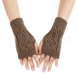 Gants sans doigts à tricoter en fil de fibre acrylique, gants chauds d'hiver avec trou pour le pouce, chameau, 200x70mm