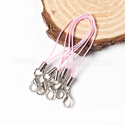 Mobile Straps, with Polyester String and Alloy Findings, Pink, 70mm