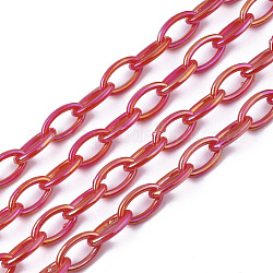 Chaînes de câbles en acrylique opaque, couleur ab , oeil de cheval, rouge, 13x8x2mm, 18.5 pouce ~ 19.29 pouces (47~49 cm)/fil