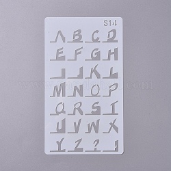 Pochoir en plastique, pour la peinture sur scrapbook tissu carreaux sol meubles bois, lettre de l'alphabet motif a ~ z, blanc, 178x102x0.4mm