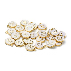 Initial Letter Alphabet Enamel Charms, Flat Round Disc Double Sided Charms, White, 14x12x2mm, Hole: 1.5mm, 26pcs/set