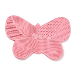 シリコンメイククリーニングブラシスクラバーマットポータブル洗浄ツール  吸盤付き  蝶の形  dylonicによる男性と女性のための  ピンク  17.5x23x0.8cm