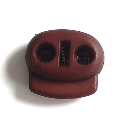 Cordon de nylon verrouille les emembouts du clip, boutons de fermeture à cordon de serrage à double trou, brun coco, 1.8x2 cm, Trou: 4mm