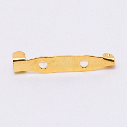 Eisen Brosche Zubehör, zurück bar Stifte, mit 2 Löcher, golden, 5.5x30x6 mm, Bohrung: 2 mm, Stift: 0.6 mm
