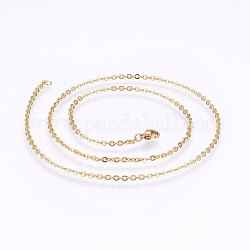 304 Edelstahl-Kabelketten Halsketten, mit Karabiner verschlüsse, golden, 17.7 Zoll (45 cm), 1.3 mm